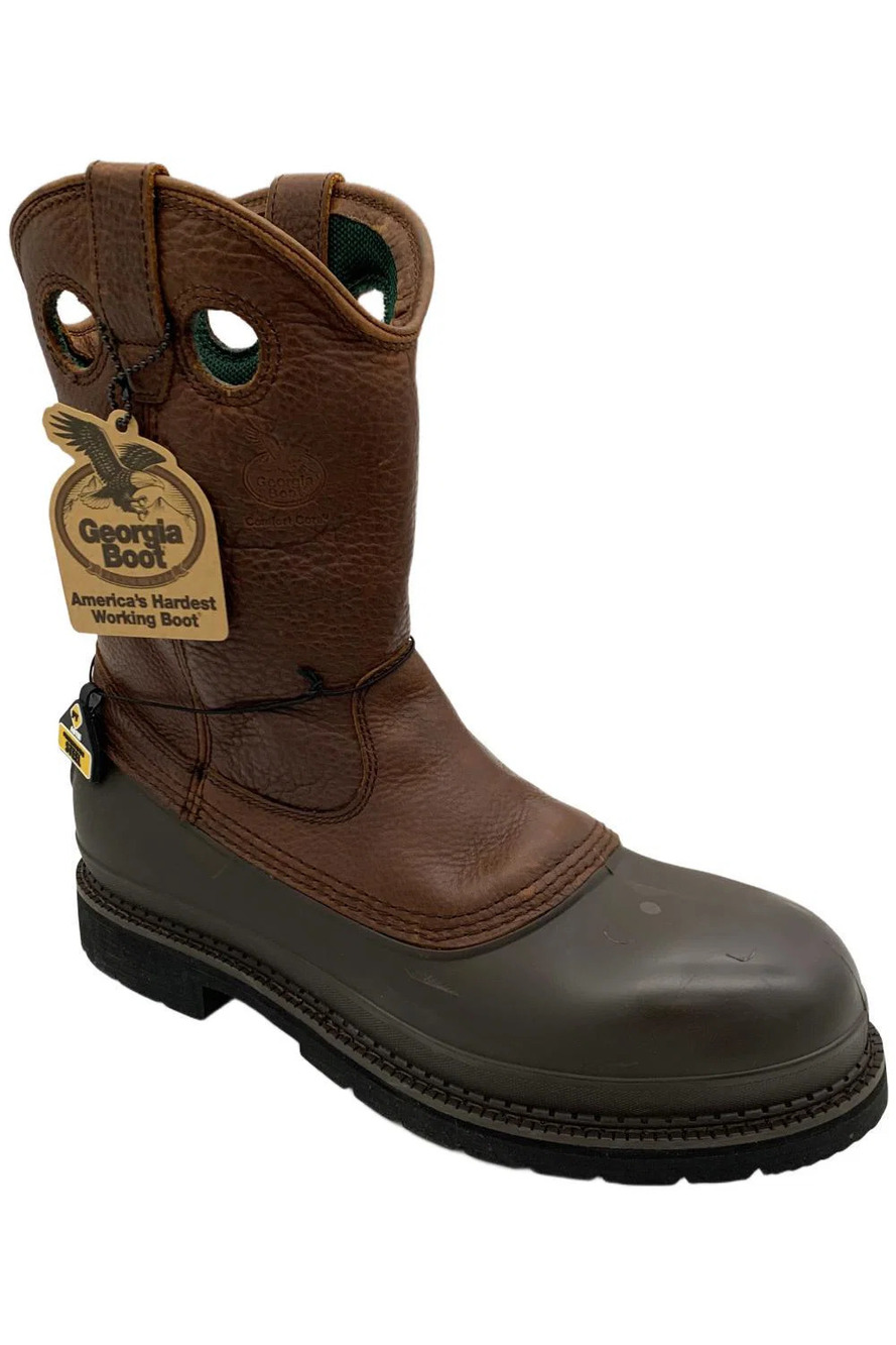 Georgia Men's Muddog Steel Toe Wellington Work Boot Soggy Brown - Extra Wide